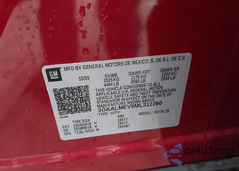 2021 GMC Terrain Fwd Sle z USA, uszkodzony, nr VIN 3GKALMEV9ML312290